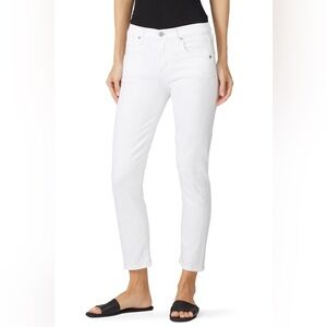 White Elsa Mid Rise Slim Fit Crop Jeans